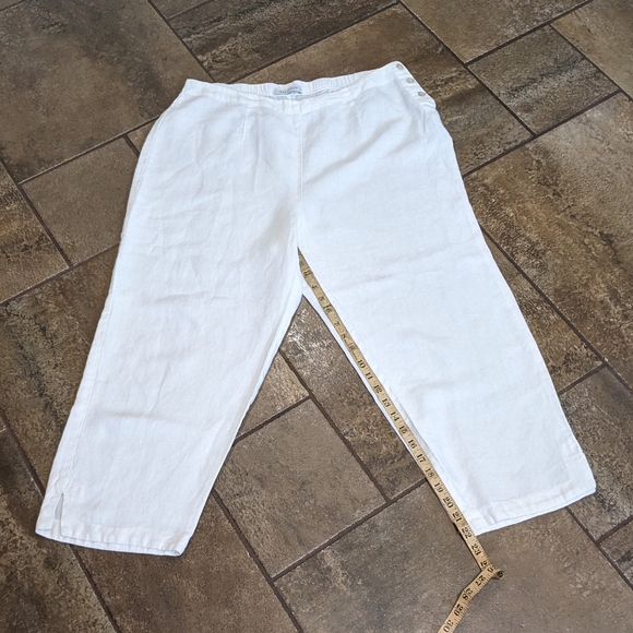 Cut Loose Laggenlook Linen Cropped Wide Leg Pants Size L White. - Picture 3 of 16